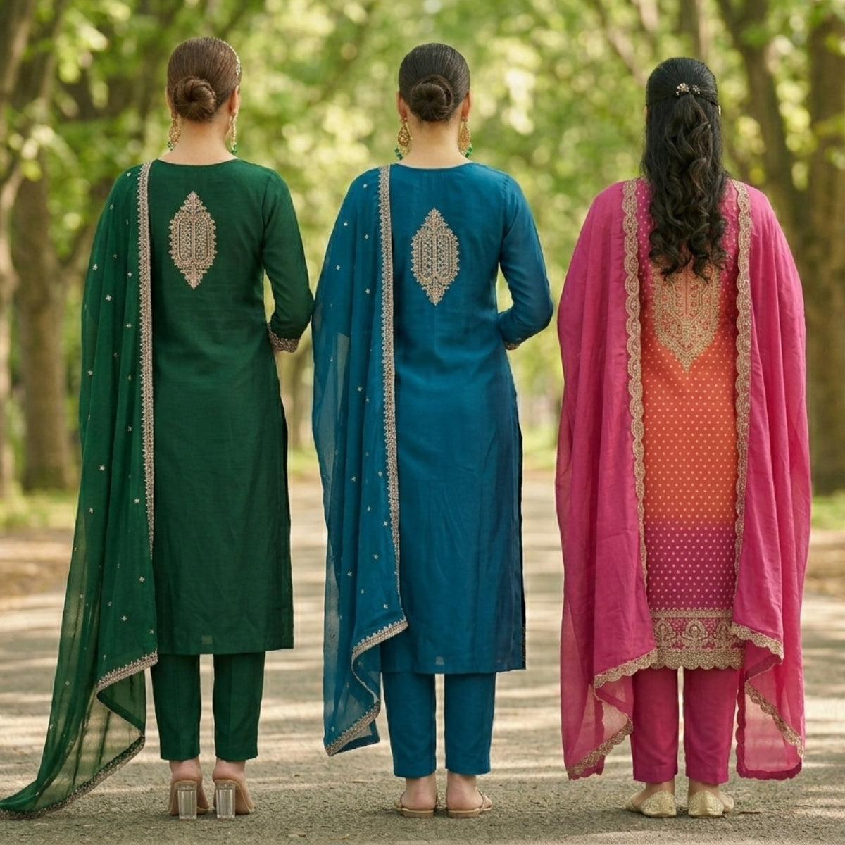3 Pack Of Printed Cotton Kurta Set With Dupatta (VP-21)