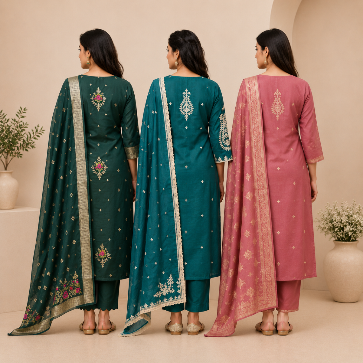 3 Kurta Set With Dupatta - Perfect For Every Occasion ( D-7 )