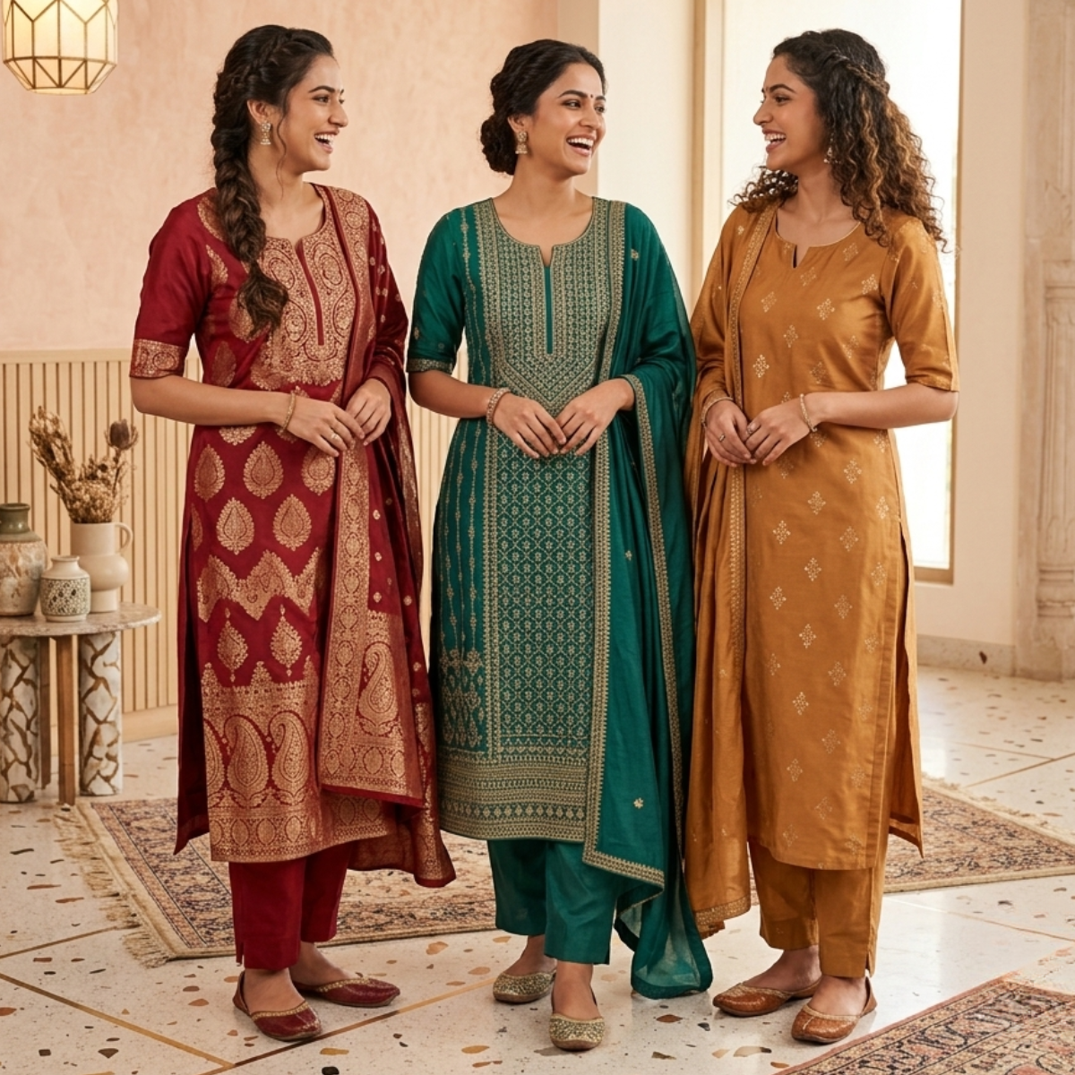 3 Kurta Set With Dupatta - Perfect For Every Occasion ( D-2 )