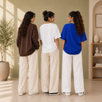 Pack of 3  Women Cotton T-Shirt Trouser Set (T-12)