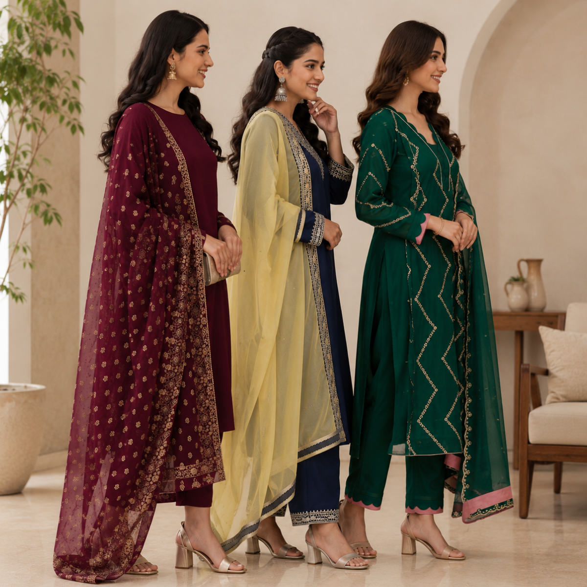 3 Printed Kurta Sets With Dupatta ( P2 )