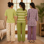 Pack of 3  Women Cotton T-Shirt Trouser Set (T-2)
