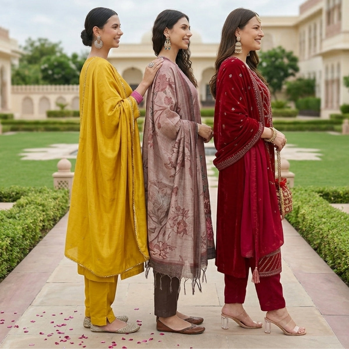 3 Pack Of Printed Cotton Kurta Set With Dupatta (VP-22)