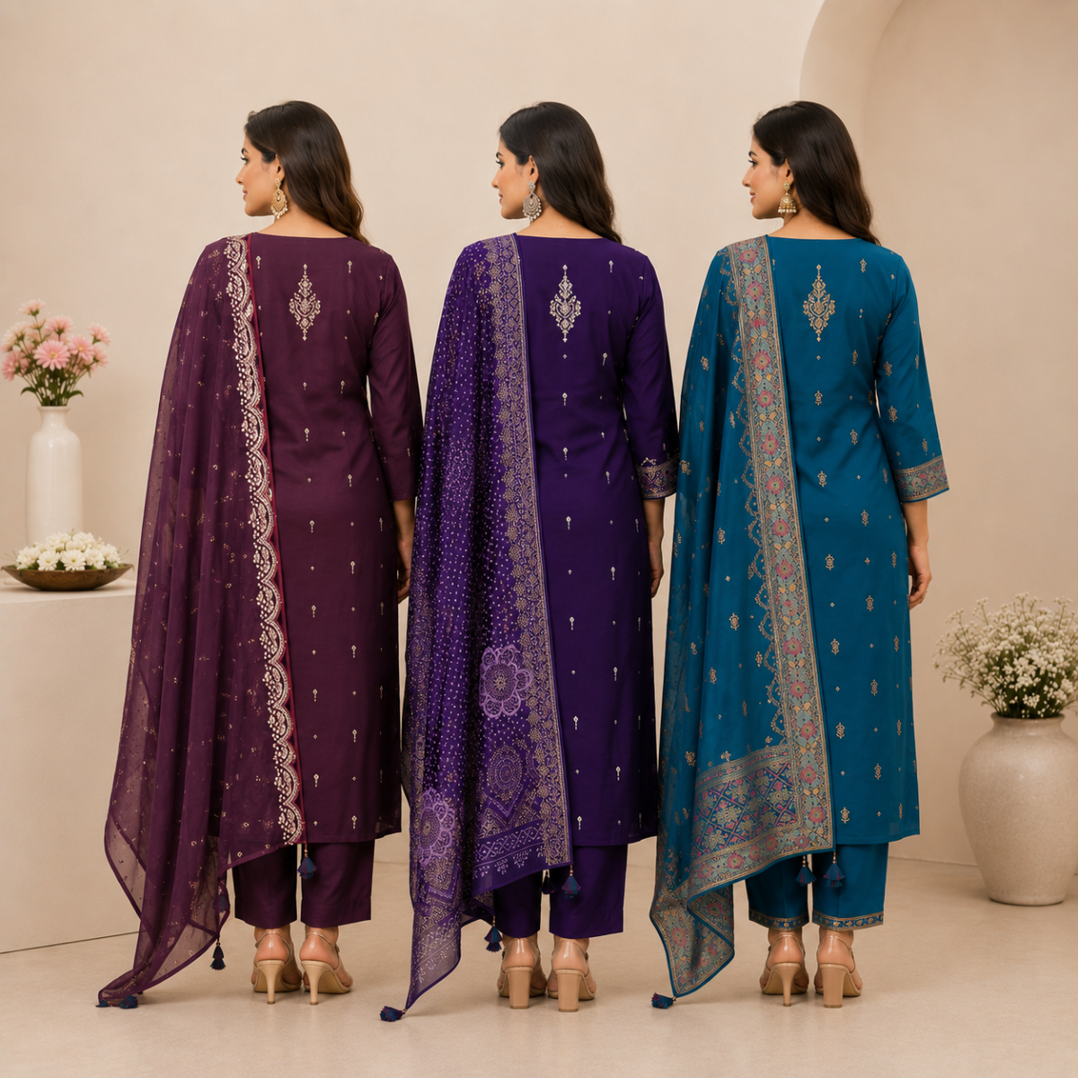 3 Kurta Set With Dupatta - Perfect For Every Occasion ( D-8 )