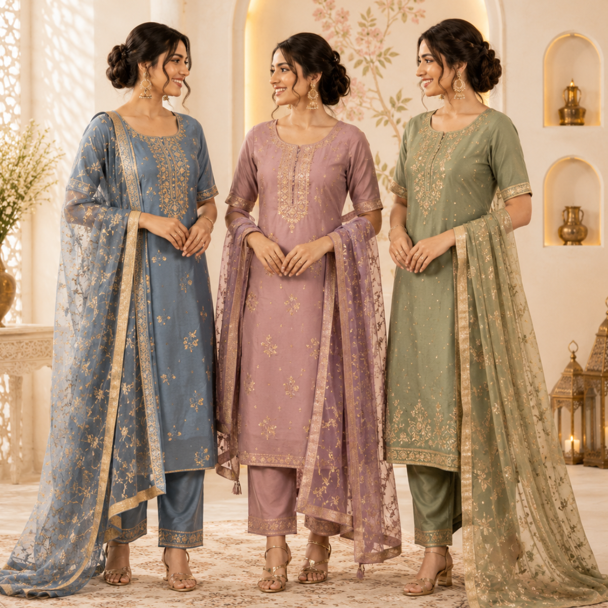 3 Kurta Set With Dupatta - Perfect For Every Occasion ( D-3 )