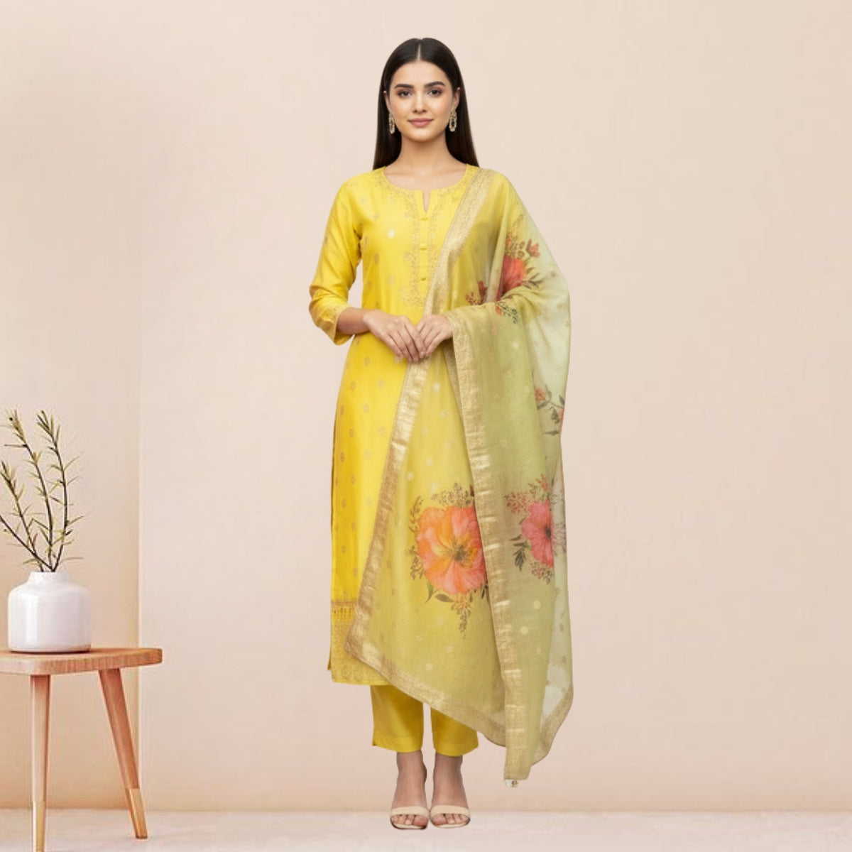 3 Cotton Kurtis with Pant & Dupatta |C-02