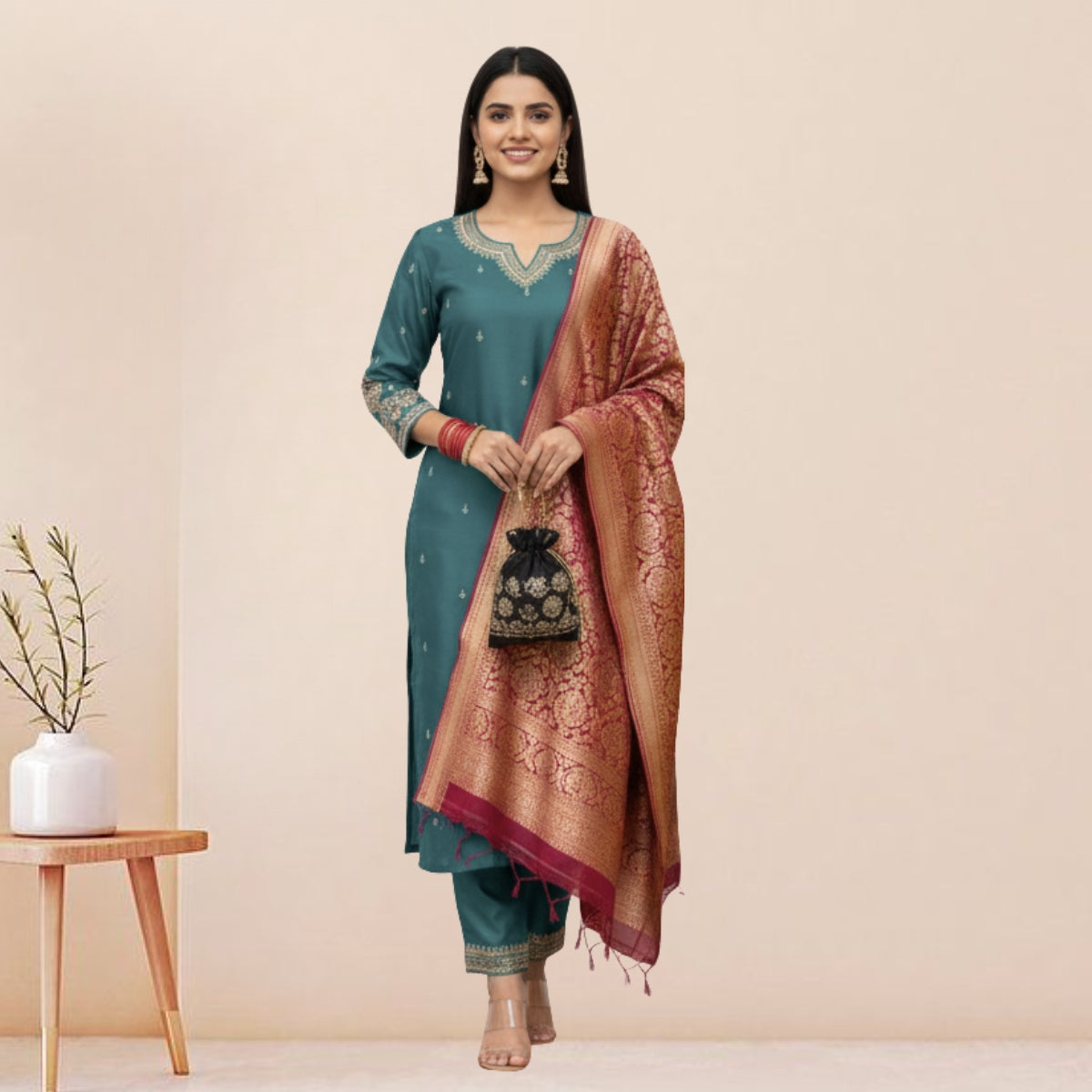 3 Cotton Kurtis with Pant & Dupatta |C-03
