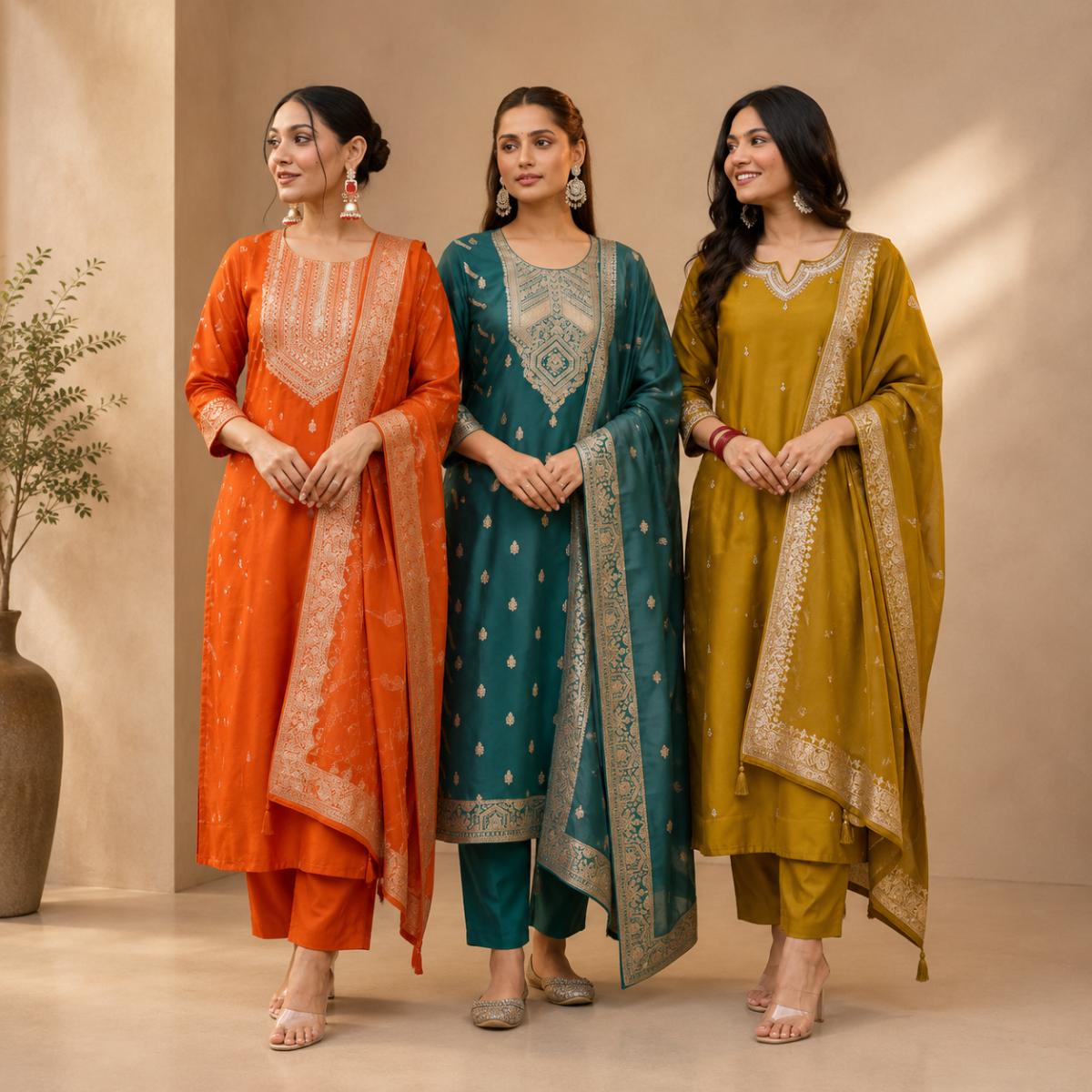 3 Kurta Set With Dupatta - Perfect For Every Occasion ( D-9 )