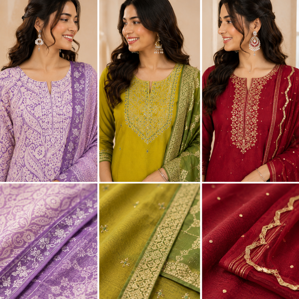 3 Kurta Set With Dupatta - Perfect For Every Occasion ( D-5 )