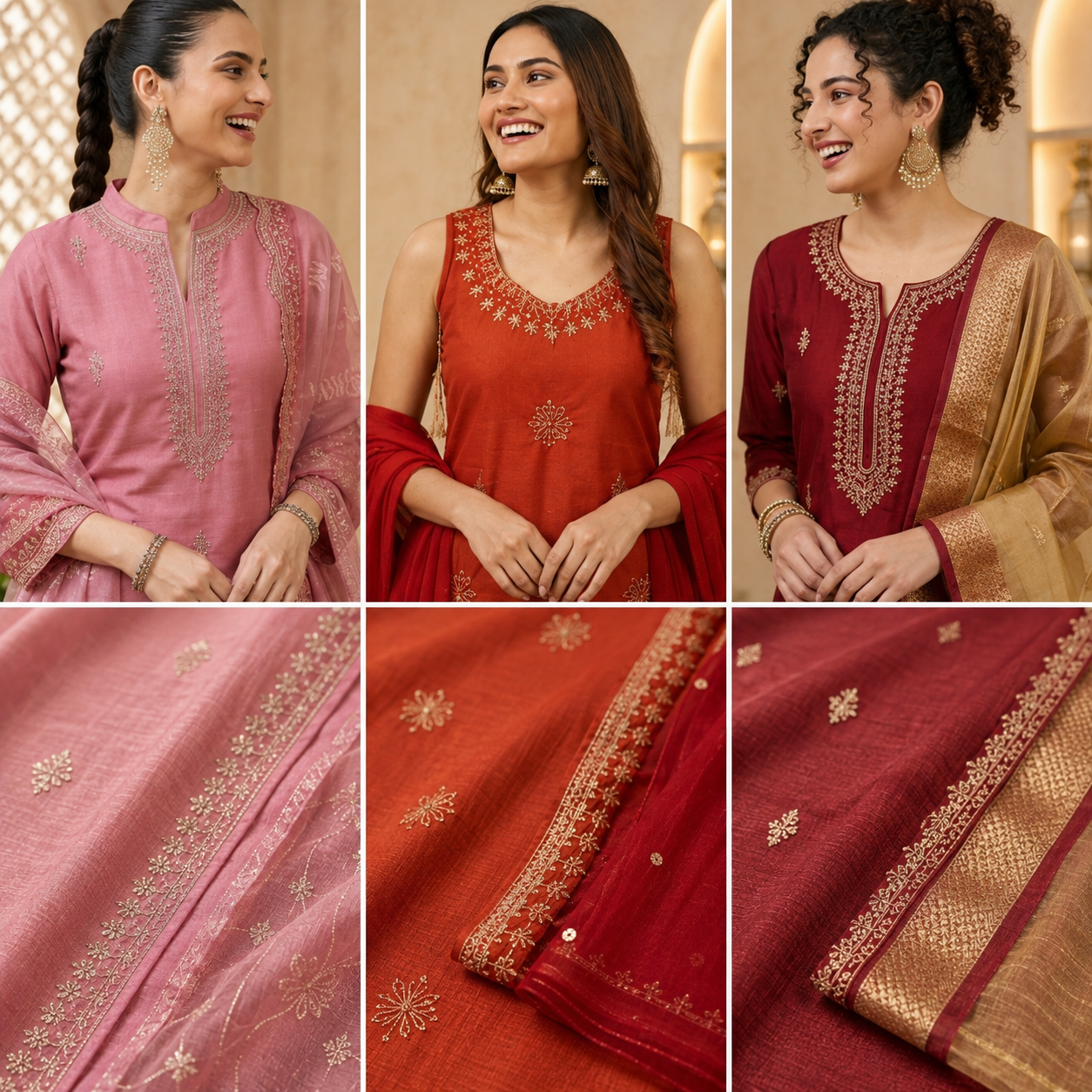 3 Kurta Set With Dupatta - Perfect For Every Occasion ( D-6 )