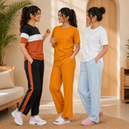 Pack of 3  Women Cotton T-Shirt Trouser Set (T-4)