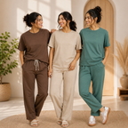 Pack of 3  Women Cotton T-Shirt Trouser Set (T-1)