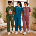 Pack of 3  Women Cotton T-Shirt Trouser Set (T-8)